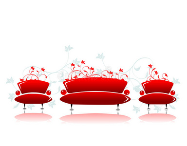 沙发和扶手椅红色设计