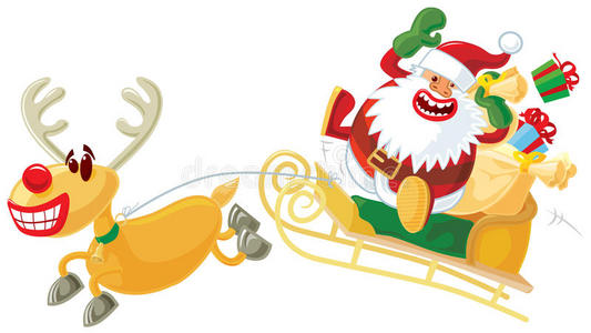鲁道夫和圣诞老人在雪橇上