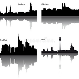 德国小镇的矢量轮廓
