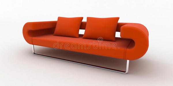现代橙色沙发
