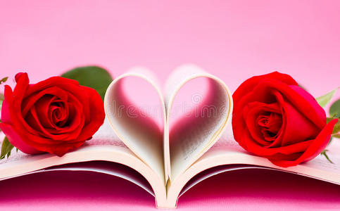 心形书和玫瑰图片