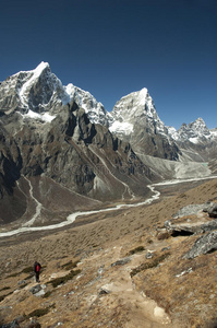 喜马拉雅山的徒步旅行者