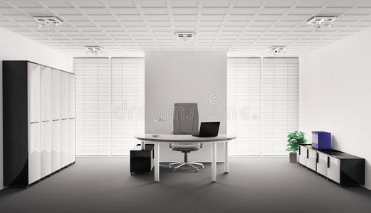 现代办公室室内3d