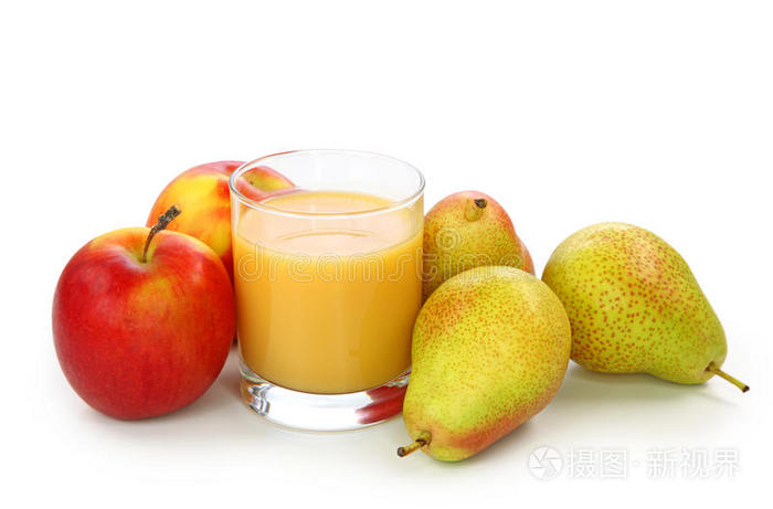 鲜梨苹果和果汁