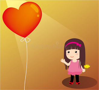 女孩和心脏气球