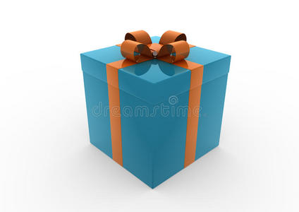 圣诞礼品盒蓝橙隔离