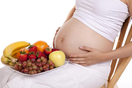 怀孕的肚子和水果