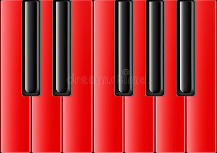 红色琴键古典钢琴