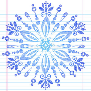 手绘素描冬雪