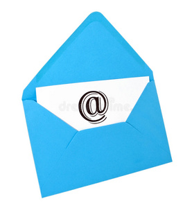 蓝色信封中的电子邮件符号卡