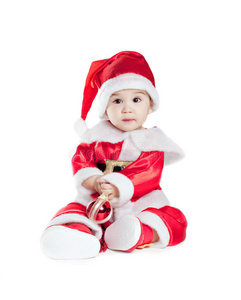 穿圣诞化装的亚洲男婴图片