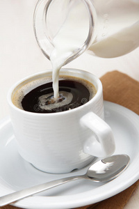 把牛奶倒进咖啡里图片