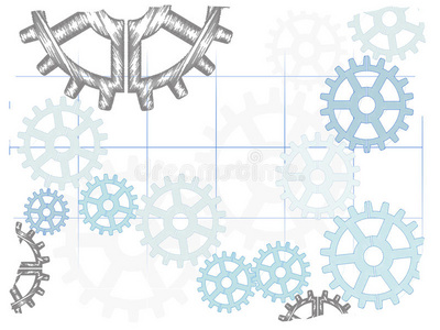 轻抽象素描齿轮褪色网格