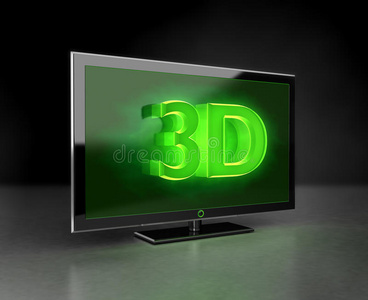 平板电视绿色3d高清概念
