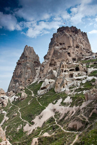 卡帕多西亚山谷。乌奇萨尔洞穴城堡。
