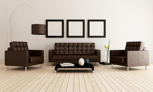 棕色和白色客厅