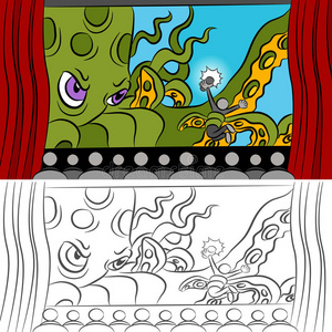 娱乐 剧院 人群 抓取 章鱼 剪贴画 电影 抓住 绘画 卡通