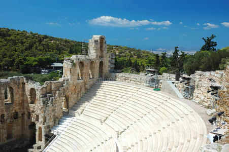 希腊雅典卫城的古代圆形剧场