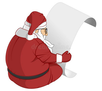 背脸圣诞老人阅读字母插图