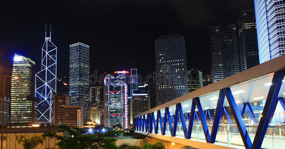 现代摩天大楼城市夜景图片