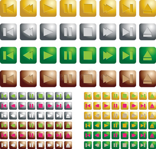 金属播放器按钮