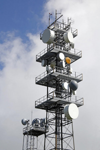 信息 抛物线 收音机 天线 塔架 中继器 连接 天空 金属