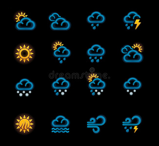 矢量天气预报图标。第一部分