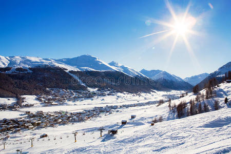 典型高山滑雪场鸟瞰图