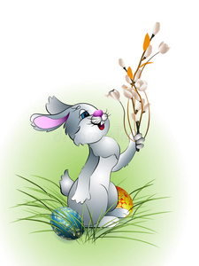 白色背景的复活节兔子1