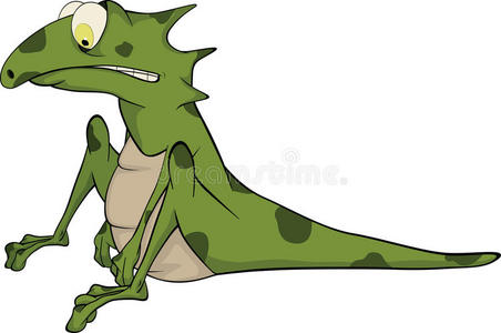 绿色小蜥蜴。卡通