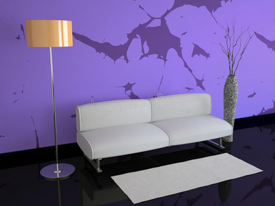 紫罗兰色墙壁的房间