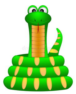 可爱的绿色蛇卷插图