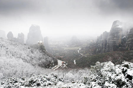 希腊冬季流星雨俯瞰图图片