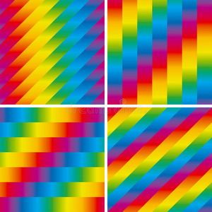 四种无缝彩虹图案