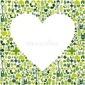 绿色环保爱情图标设置背景
