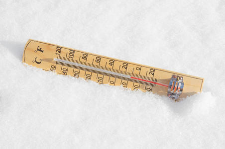 雪地里的温度计图片