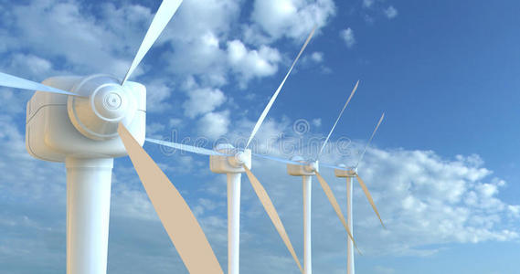 风力涡轮机三维渲染