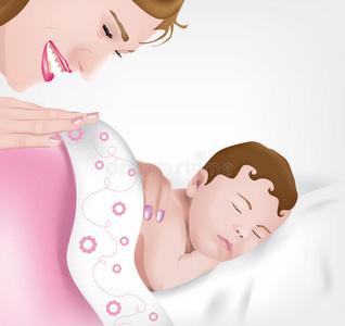 睡着的女婴和妈妈