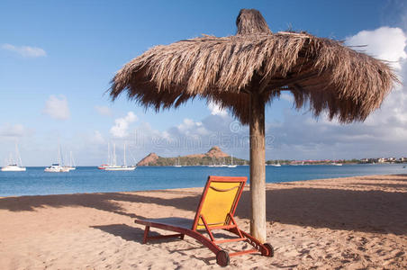海滩 卢西亚 夏天 阴影 海岸 天堂 椅子 雨伞 躺椅 加勒比