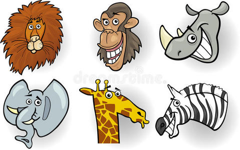 卡通野生动物头像套装