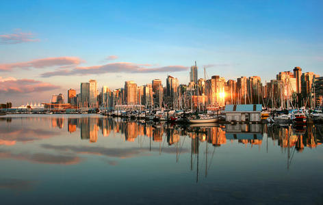 海洋 城市景观 加拿大 黎明 商业 哥伦比亚 傍晚 港湾