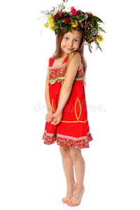 赤脚穿红色太阳裙的女孩图片