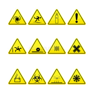 黄色警告和危险标志