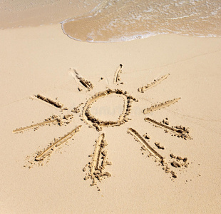 太阳沙滩上的一幅画