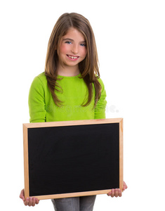 白框黑黑板的小女孩图片
