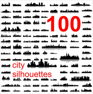 100个世界城市的详细轮廓