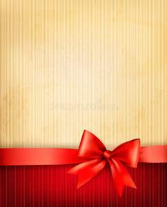 红色礼品蝴蝶结和缎带的复古背景