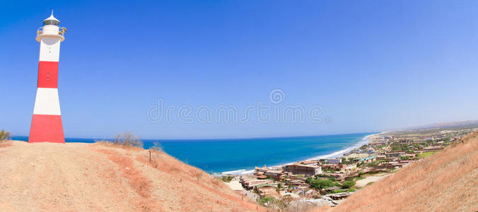 秘鲁曼科拉海滩灯塔全景图图片