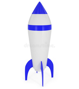 白色隔离的蓝色太空火箭图片
