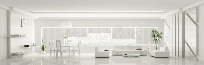现代室内白色公寓全景3d